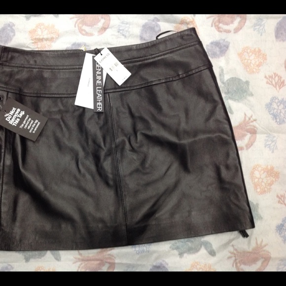 NEW WITH TAGS EXPRESS 100% LEATHER MINI SKIRT - Picture 2 of 8